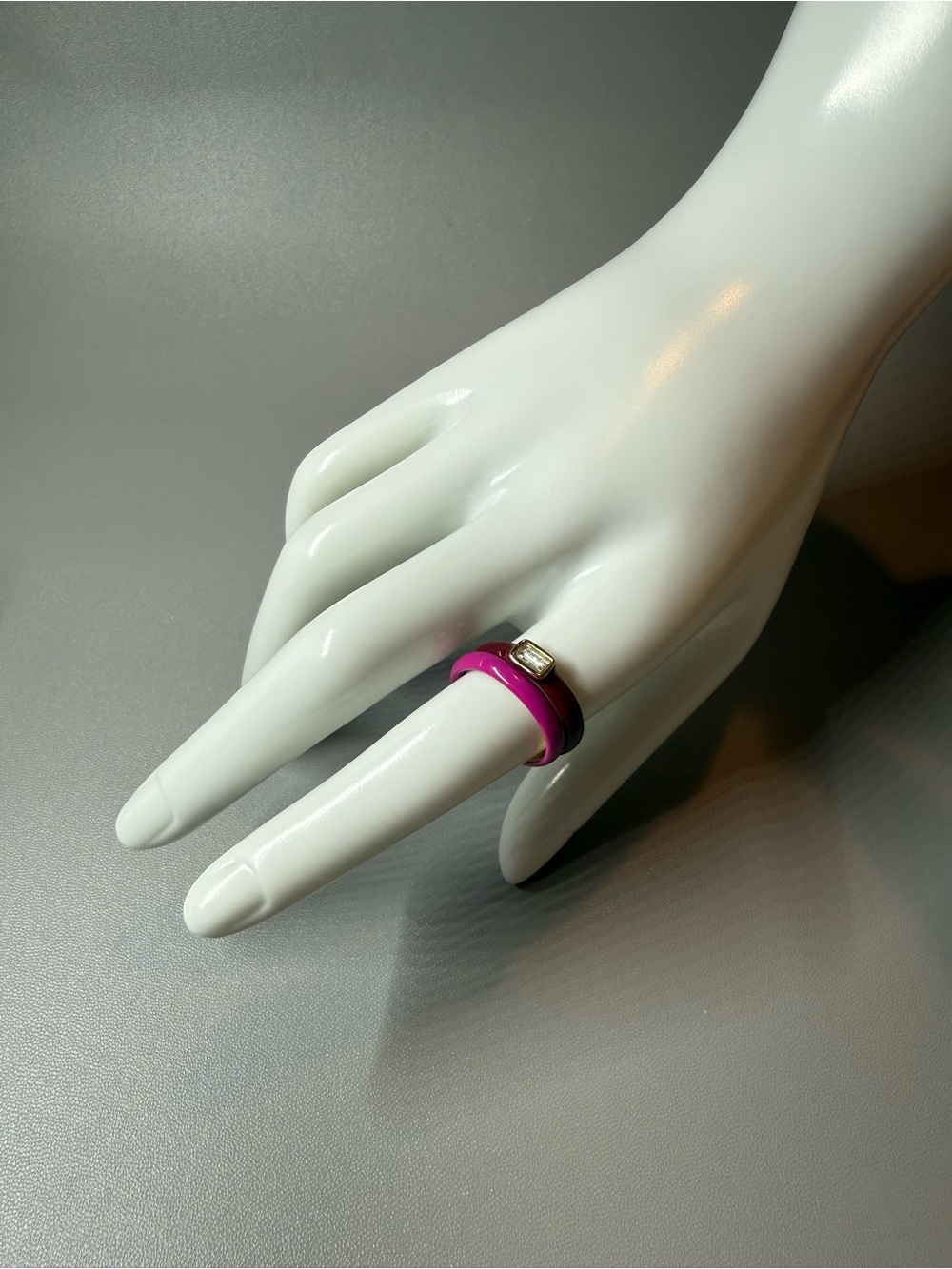 Macy's Hot Pink Resin Stacking Ring Set